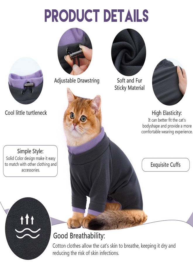 ADNIKIA Sticky Cat Clothes Stretchy, Sphynx Hairless Sweater & Pajamas for Cats only, Soft Cat Onesie for Cats After Surgery Female Male & Hair Loss Prevention, Black M - Image 2